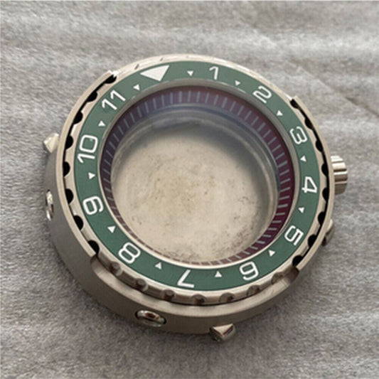 45MM stainless steel watch case with mineral glass, compatible with NH35/36 movements, durable accessory.
