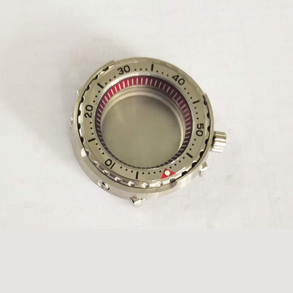 45MM stainless steel watch case with mineral glass for NH35/36 movement, durable accessory.