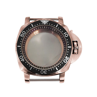 Rose gold 42MM PVD steel watch case compatible with NH35/NH36 movements, featuring Mineral Mirror.