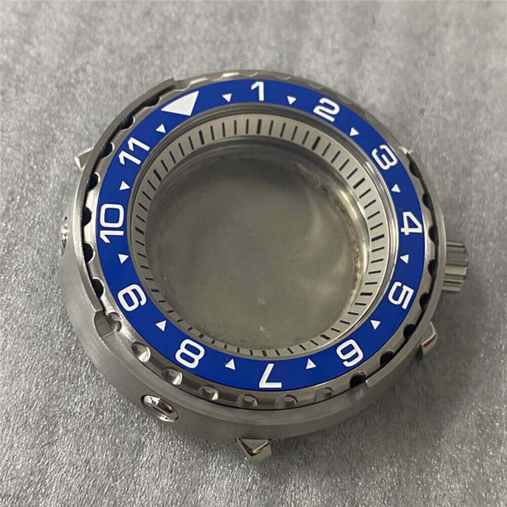 45MM stainless steel watch case with mineral glass and inner ring, fits NH35/NH36 movements.