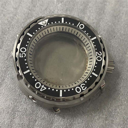 45MM stainless steel watch case with mineral glass, inner ring, fits NH35/NH36 movements.