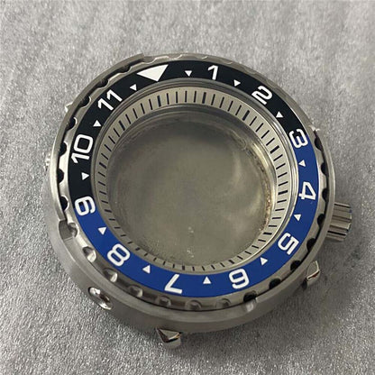 45MM stainless steel watch case with mineral glass, inner ring, compatible with NH35/NH36 movements.