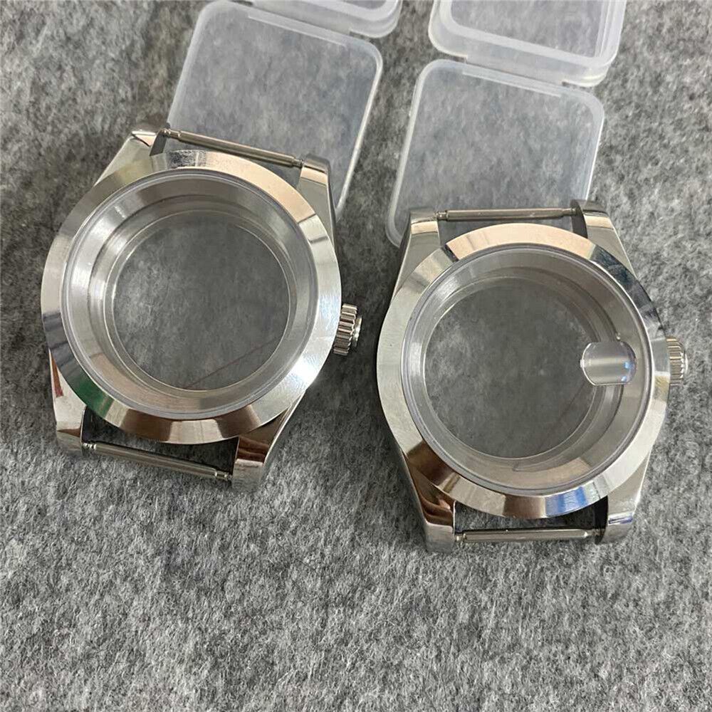 39MM stainless steel watch case with transparent sapphire glass back for NH35/NH36 movements.