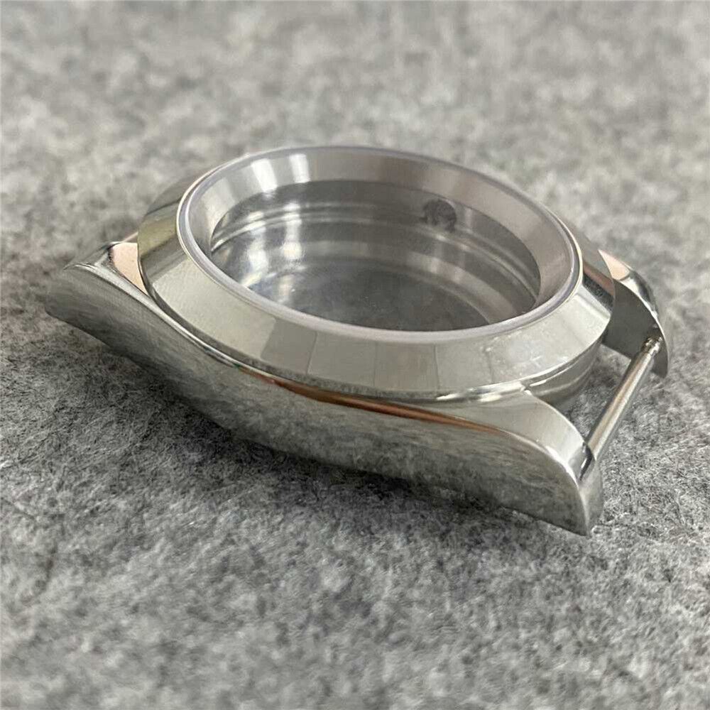 39MM stainless steel watch case with transparent sapphire glass back for NH35/NH36 movements.