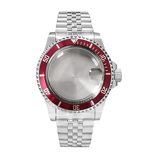 39.5MM stainless steel watch case with strap for NH35/NH36, durable and stylish watch accessory.