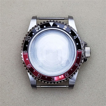 39.5MM stainless steel watch case for NH35/NH36 movement featuring clear acrylic crystal.