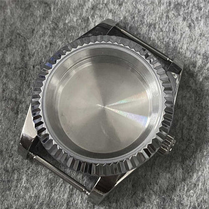 39MM stainless steel watch case kit with sapphire glass, solid back, fits NH35/NH36 movements.