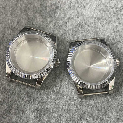 39MM stainless steel watch case kit with sapphire glass, solid back, for NH35/NH36 movements.