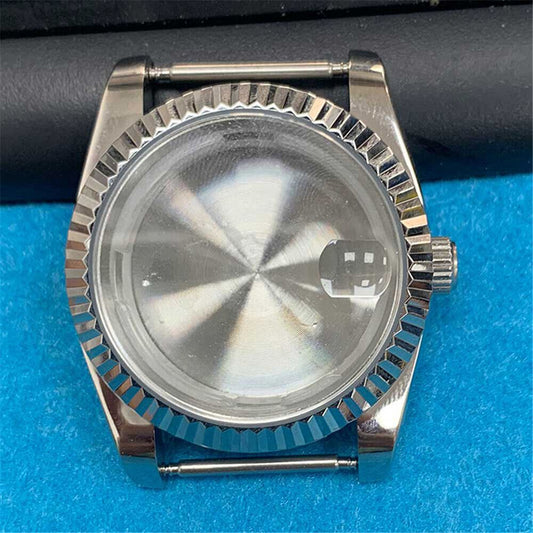 36MM steel watch case with mineral glass, compatible with 8215/2813/8205/8200 movements for durable repair.