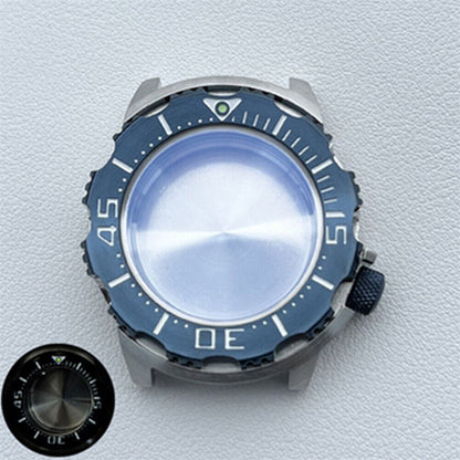 Durable stainless steel NH35 watch case with strap, perfect for rugged watch accessories.