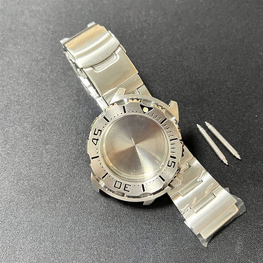 Stainless steel NH35 watch case with durable strap, perfect for rugged wear.