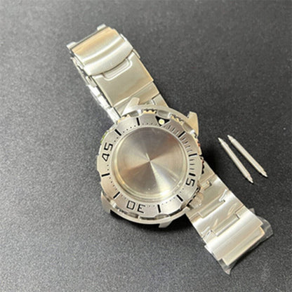 Stainless steel NH35 watch case with durable strap, perfect for rugged wear.
