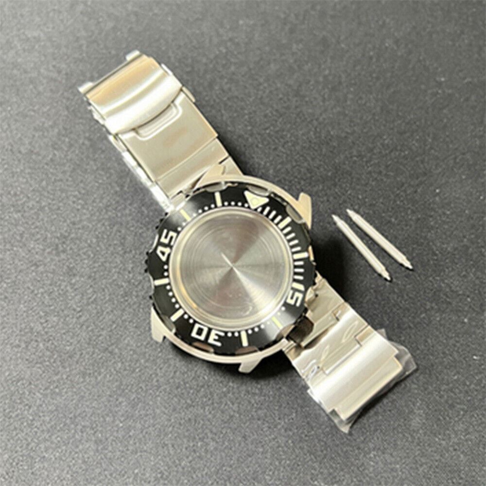 1. Stainless steel NH35 watch case with strap, durable design.