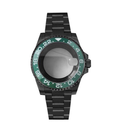 Black PVD SUB watch case with strap, 40mm sapphire crystal, waterproof 5ATM, fits NH35/NH36 movements.