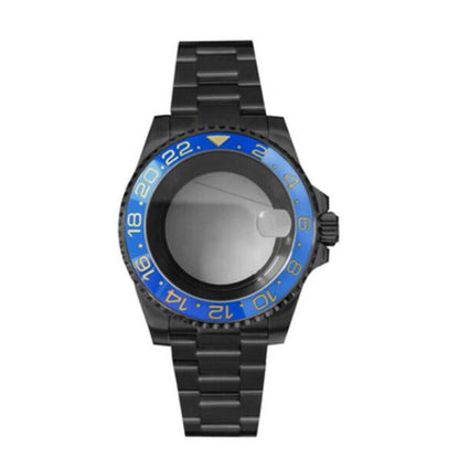 Black PVD SUB watch case with strap, 40mm sapphire glass, 5ATM waterproof, fits NH35/NH36 movements.