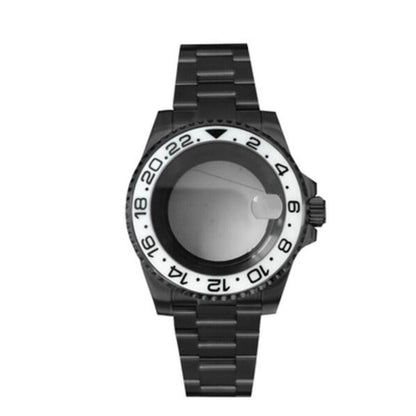 Black PVD SUB watch case with strap, 40mm sapphire glass, waterproof, fits NH35/NH36 movements.