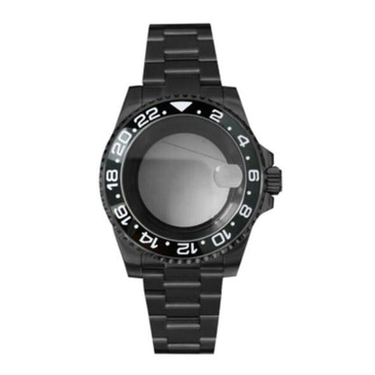 Black PVD SUB watch case with strap, 40mm sapphire glass, waterproof 5ATM, fits NH35/NH36 movements