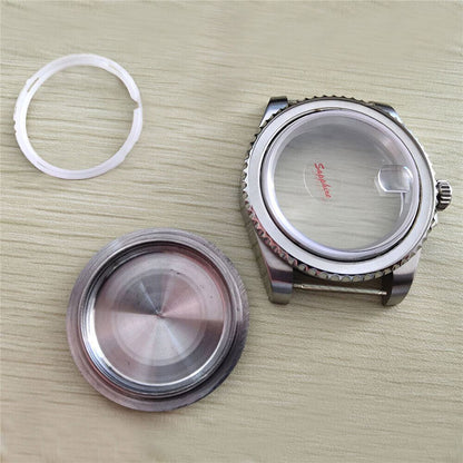 40MM watch case with sapphire glass back, compatible with MIYOTA 8215, 2813, 3804, 2836 movements.