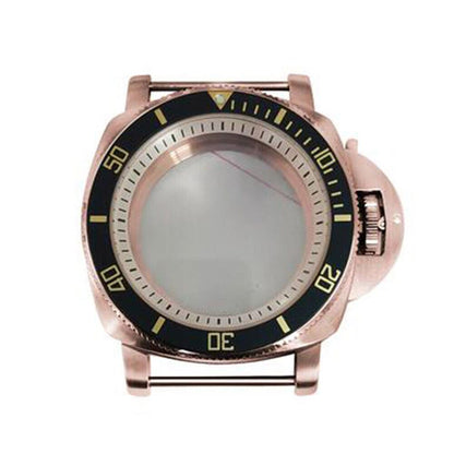 42mm rose gold PVD stainless steel watch case for NH35/36, stylish and durable design.