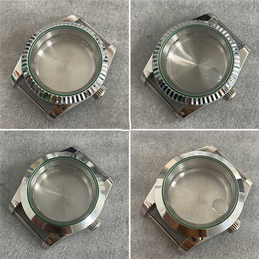 39MM stainless steel watch case with sapphire glass and solid back for NH35/NH36/4R movements.