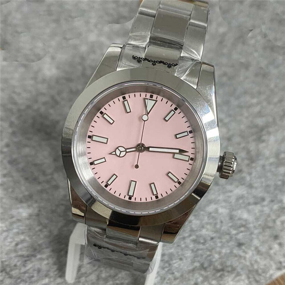 39MM stainless steel watch case and strap with sapphire glass, compatible with NH35 movement,.