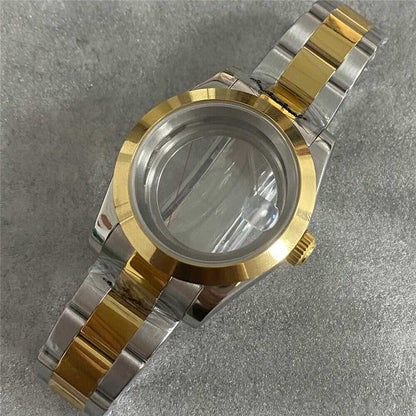 39MM Sapphire glass flat mirror watch case for NH35/NH36 with durable watch strap, perfect for everyday use.