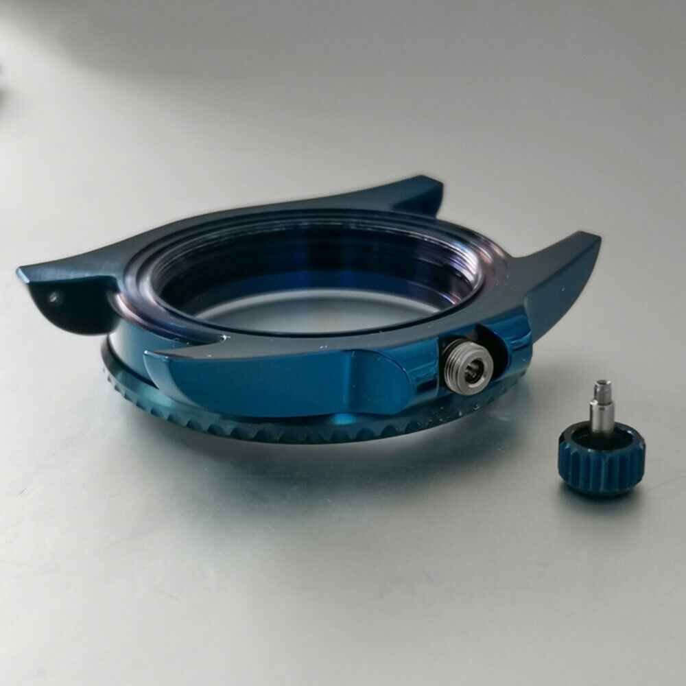 40MM Blue flat magnifying glass for NH35/NH36 watch case, improving dial visibility and detail.