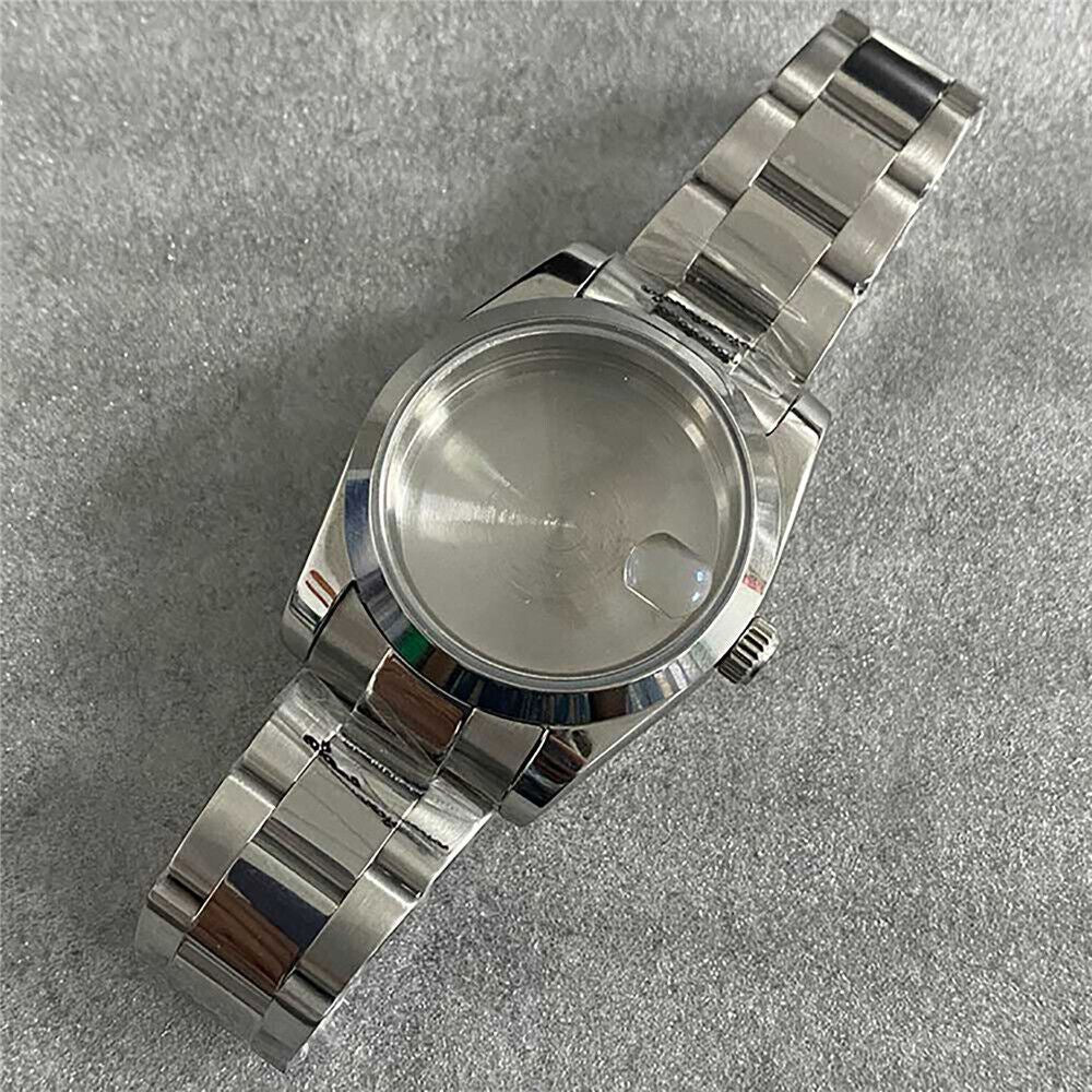 Watch Case+Strap stainless steel sapphire glass watch case and strap for NH35/36/4R movement, durable and sleek design.