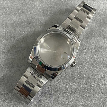 Watch Case+Strap stainless steel sapphire glass watch case and strap for NH35/36/4R movement, durable and sleek design.