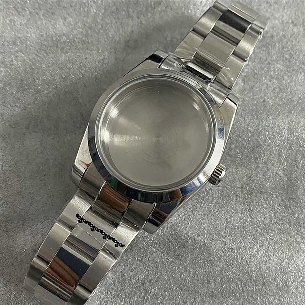 Watch Case+Strap stainless steel sapphire glass watch case and strap for NH35/36/4R movement, durable and sleek design.