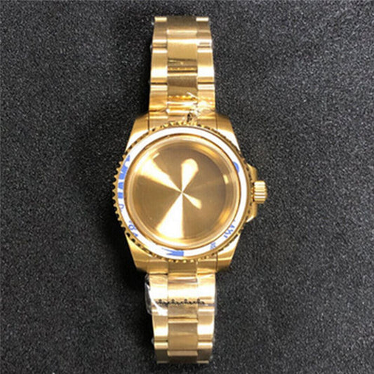 PVD coated watch case and strap with sapphire glass flat mirror, compatible with NH35/NH36 movements.