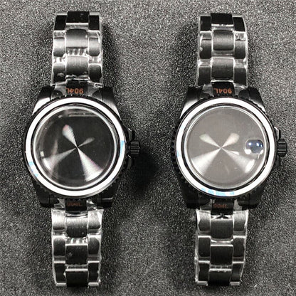 PVD coated watch case and strap with sapphire glass flat mirror, compatible with NH35/NH36 movements.