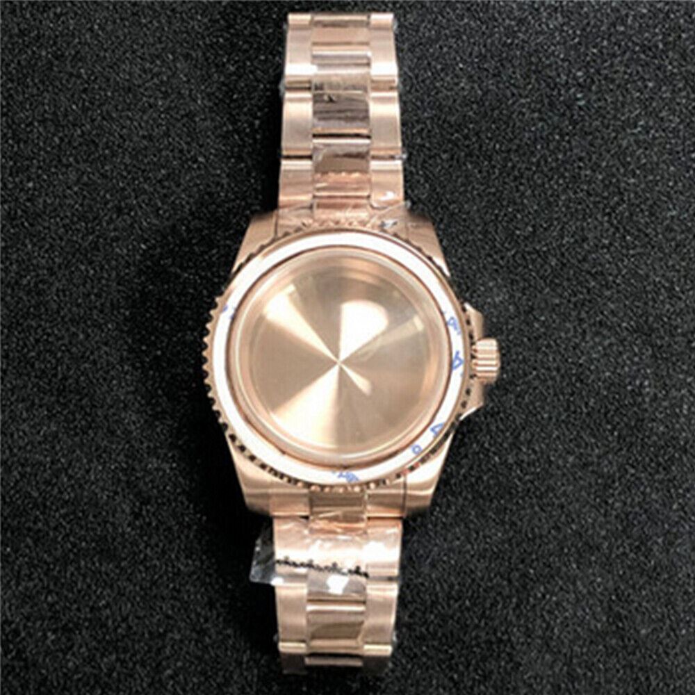 PVD coated watch case and strap with sapphire glass flat mirror, compatible with NH35/NH36 movements.