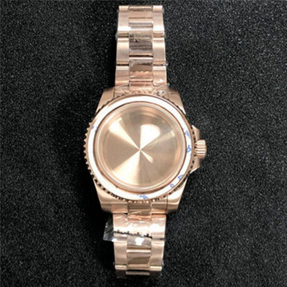 PVD coated watch case and strap with sapphire glass flat mirror, compatible with NH35/NH36 movements.