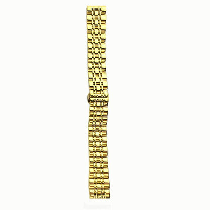 1. Elegant 12mm golden stainless steel watch strap for premium wristwatches.  