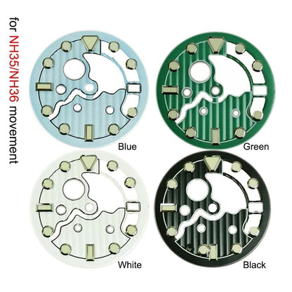 Cadran lumineux creux C3 de 28,5 mm pour mouvement NH35/NH36 pour date à 3 heures