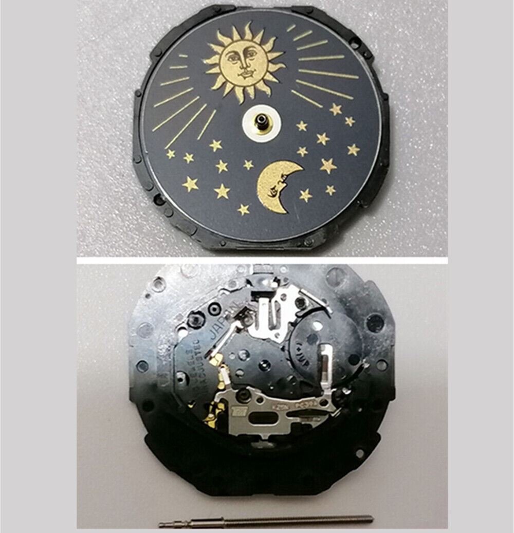 Hattori Epson PC39 quartz watch movement with moon phase, 3 hands, precision Japanese craftsmanship