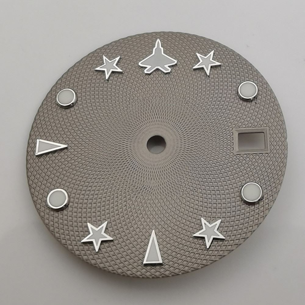 29mm green luminous watch dial for NH35 NH36 movement, perfect for men's timepieces.