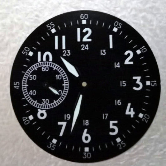 Cadran de montre 39 mm vert lumineux pour <tc>ETA</tc> 6497 Seagull ST3600, petite seconde à 9 heures