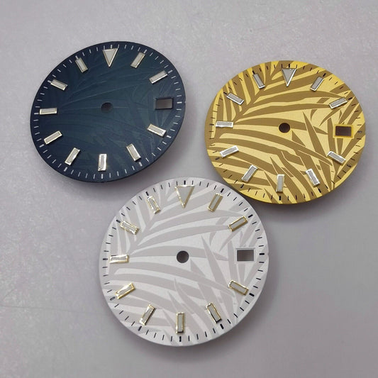 Cadran de montre 29 mm vert lumineux, compatible avec le mouvement NH35, avec fond de feuille