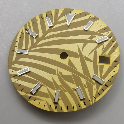 29mm Watch Dial Green Luminous Suitable for NH35 Movement With Leaf Background