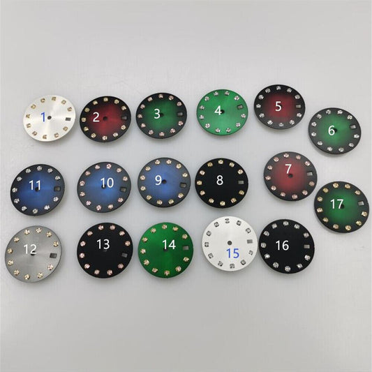Cadran de montre 29 mm sans luminescence, compatible avec les mouvements NH35 et NH36, clou imitation diamant