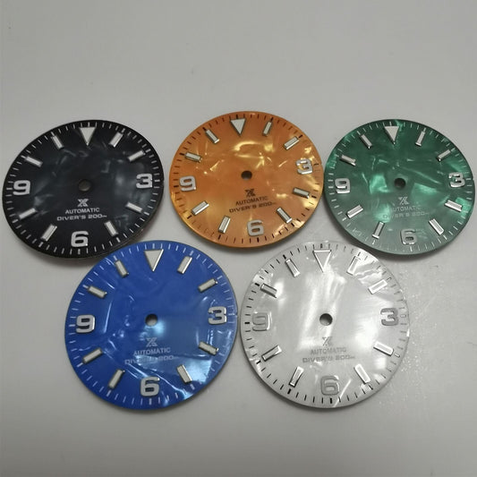 Montre Nature Shell 29 mm, cadran vert lumineux, compatible avec le mouvement NH35 B-1