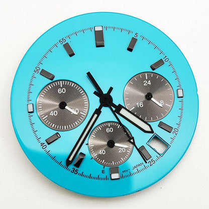 Cadran bleu/blanc de 39 mm compatible avec le mouvement VK63 avec aiguilles
