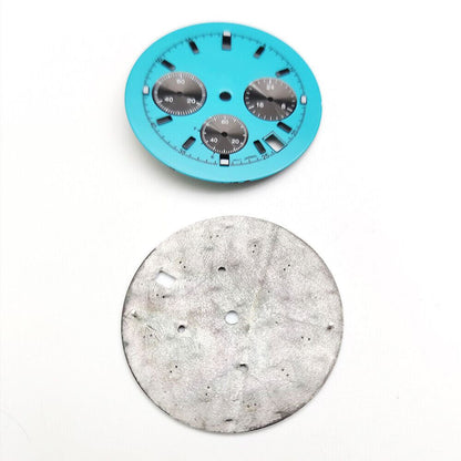 Cadran bleu/blanc de 39 mm compatible avec le mouvement VK63 avec aiguilles