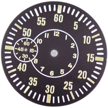 Green luminous watch dial 38.50mm for ETA 6497 ST3600 movement, ideal for precision timepieces.