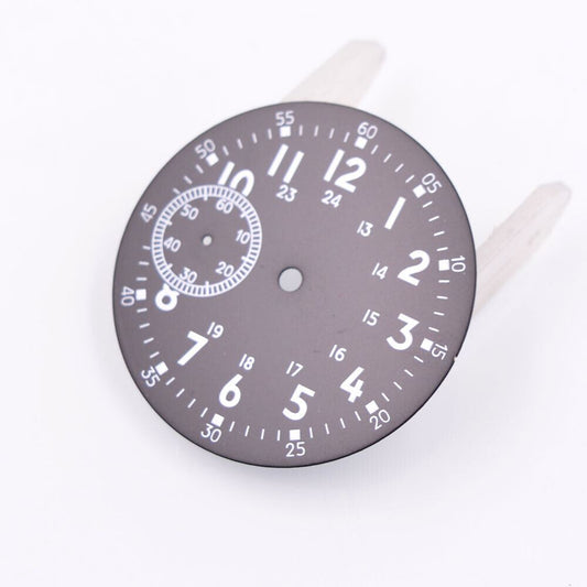 Cadran de montre noir lumineux vert de 38,90 mm compatible avec le mouvement <tc>ETA</tc> 6497 ST3600