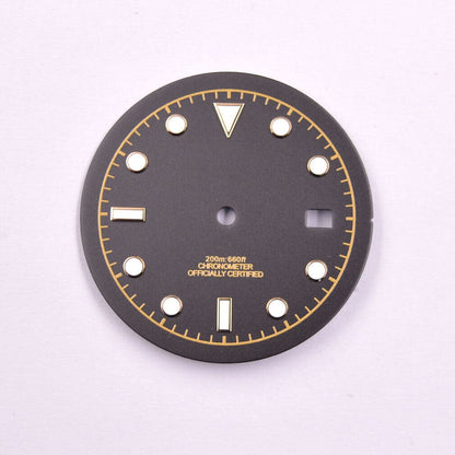 MYT green luminous watch dial 33.50mm for ETA2836 and DG2813 movements, ideal for repair and customization.