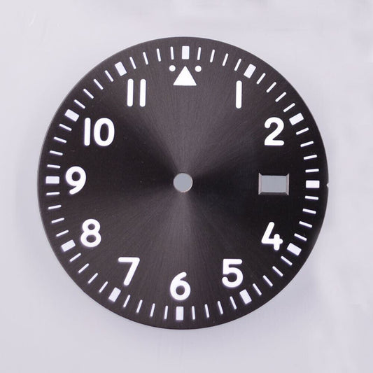 Cadran de montre lumineux vert de 33,80 mm, compatible avec les mouvements NH35/35A et NH36/36A