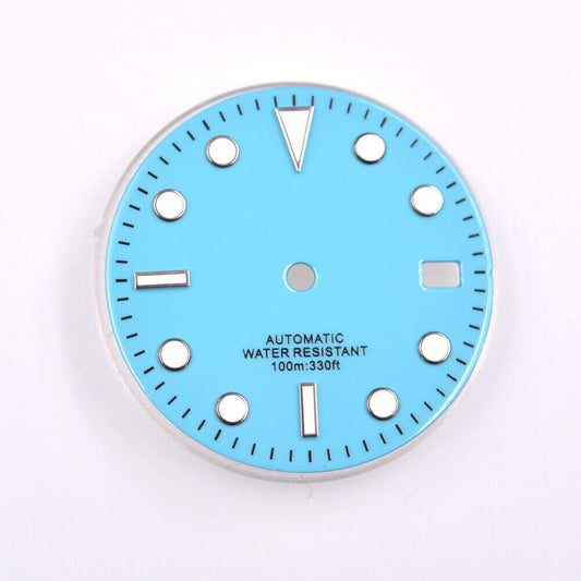 29mm green luminous blue watch dial, designed for NH35 movement, men's style accessory.